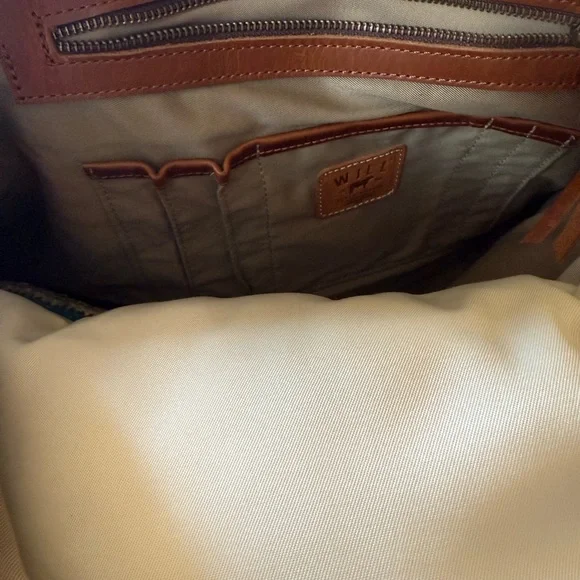 Will Leather Goods Orange/Red and Blue Kantha Travel Bag - Picture 5 of 6